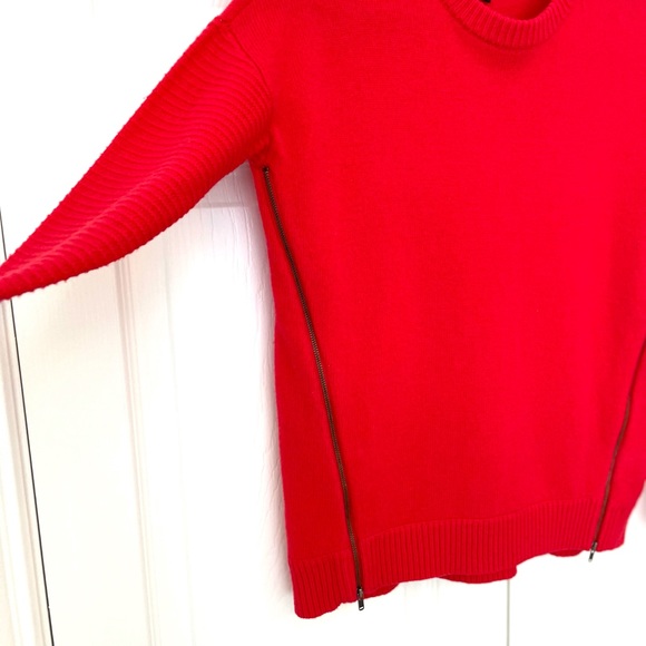J. CREW Side Zippers Crew Neck Red Sweater XXS - Picture 3 of 7